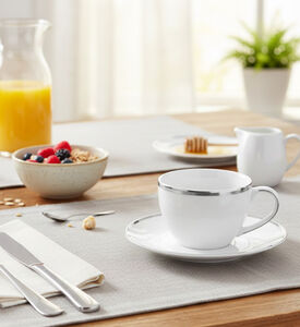 Home Deco and More Silver-rimmed Coffee Cup 6-piece Set, Packshot View