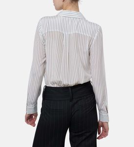 Alice and Olivia Stripe-print Long-sleeve Bodysuit, Model View