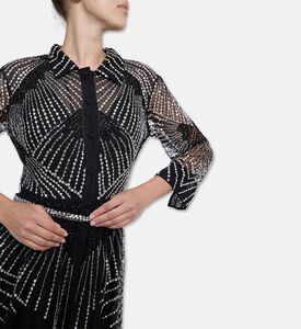 Christophe Guillarme Front Slit Column-cut Dress, Black, 46, Model View