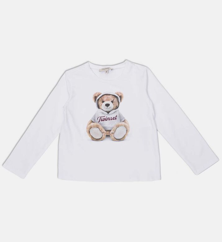 Knit Teddy Bear-print T-shirt
