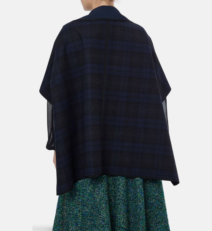 Blue For Burgundy Slit-style Sleeves Draped Cape, Model View