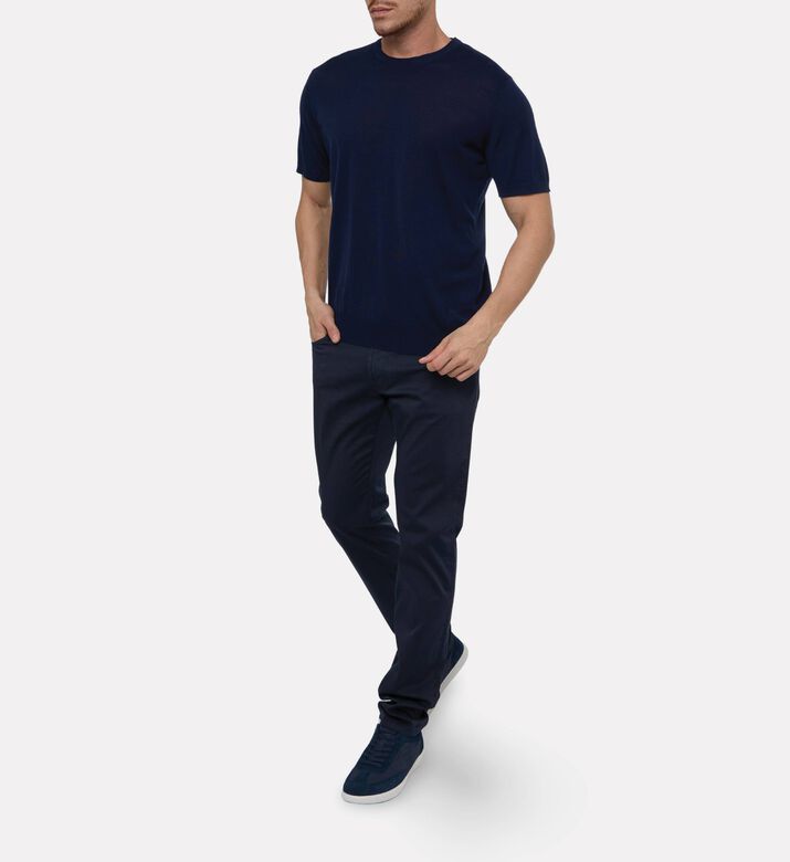 Corneliani Lightweight Virgin Wool Knit Shirt, Dark-blue, 54, Model View