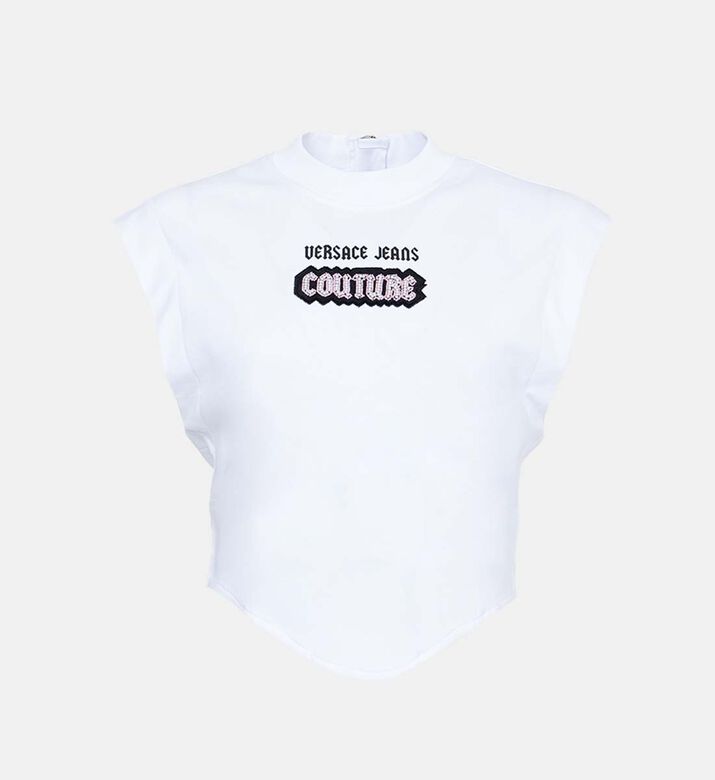 تيشيرت بدون أكمام بشعار مطرز