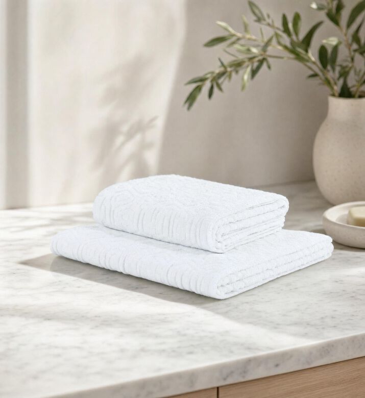 Philipp Plein Hexagon Hand Towel Set, White, Model View