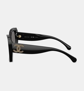 Chanel Acetate Square-shaped Sunglasses, Black, Packshot View