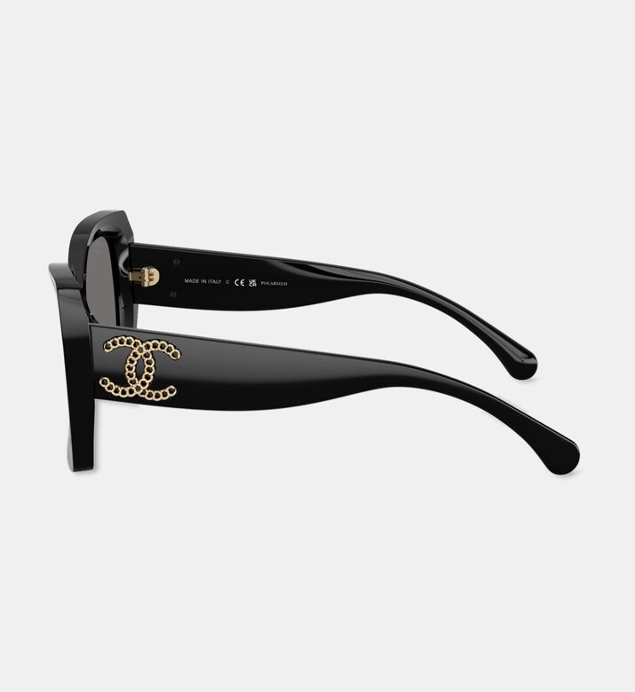 Chanel Acetate Square-shaped Sunglasses, Black, Packshot View