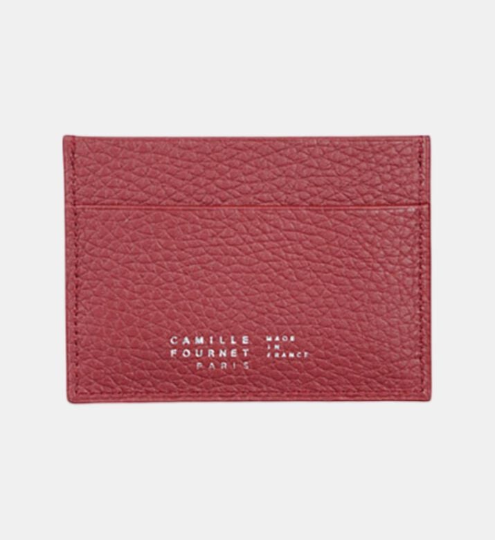 Camille Fournet Alligator Taurillon Round Scale Cardholder, Burgundy, Packshot View