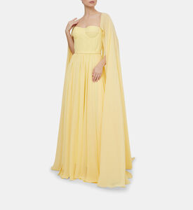 Chiffon Cape Sleeve Corset Dress