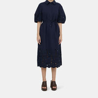 Cutwork Short Sleeve Midi Dress