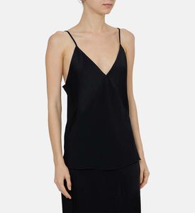 بلوزة كاميسول بياقة في ساتان غير اللامع