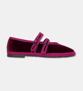 Flabelus Velvet Double-strap Ballet Flats, Burgundy, Eu-39, Packshot View