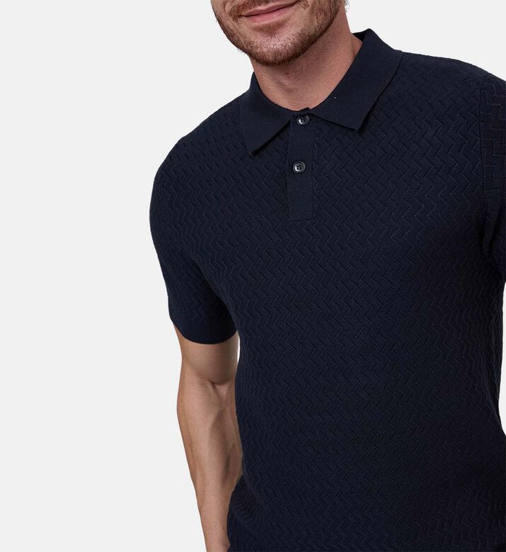Textured Zigzag Pattern Polo Shirt