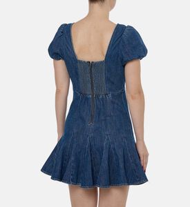 Alice and Olivia Puff Sleeve Denim Mini Dress, Model View