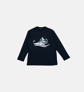 تي شيرت قطني بطبعة المتزلجين للأطفال