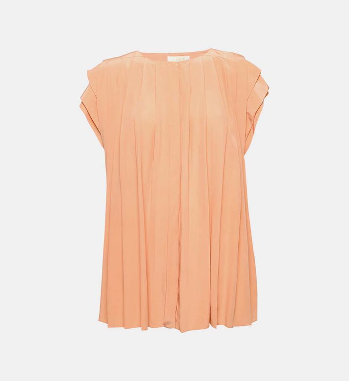 Chloe Pink Silk Pleated Top Preowned