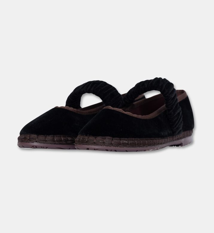 Flabelus Mafalda Sethe Velvet Ruched Strap Ballet Flat, Black, Eu-37, Packshot View
