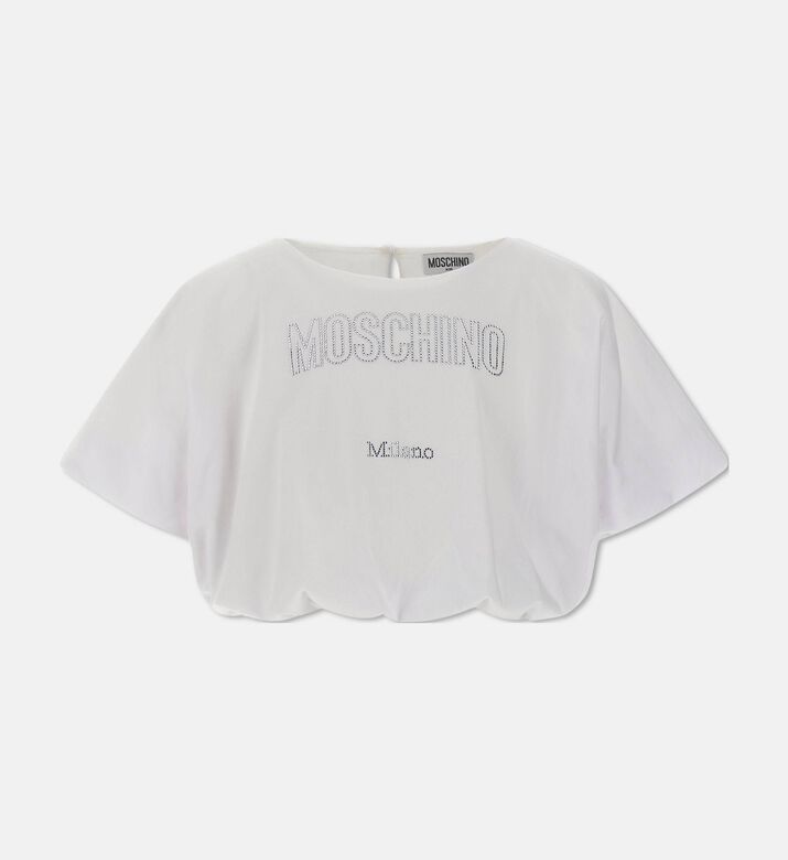 Moschino BKT Jersey Cropped Rhinestone-embellished T-shirt, Packshot View