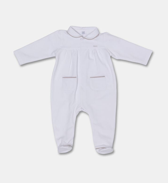My First Collection Heart Patch Back Footed Baby Romper, White, 3m, Packshot View