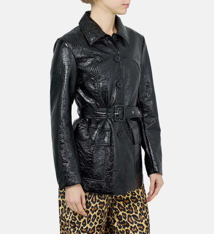Vinyl Leather Button-up Jacket