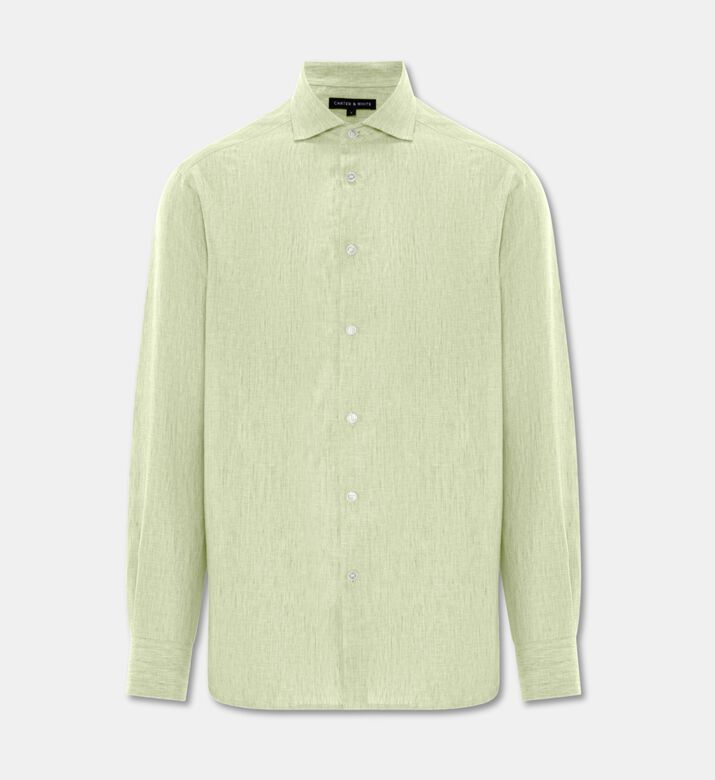 Carter and White Linen Straight Hem Shirt, Light-green, L, Packshot View