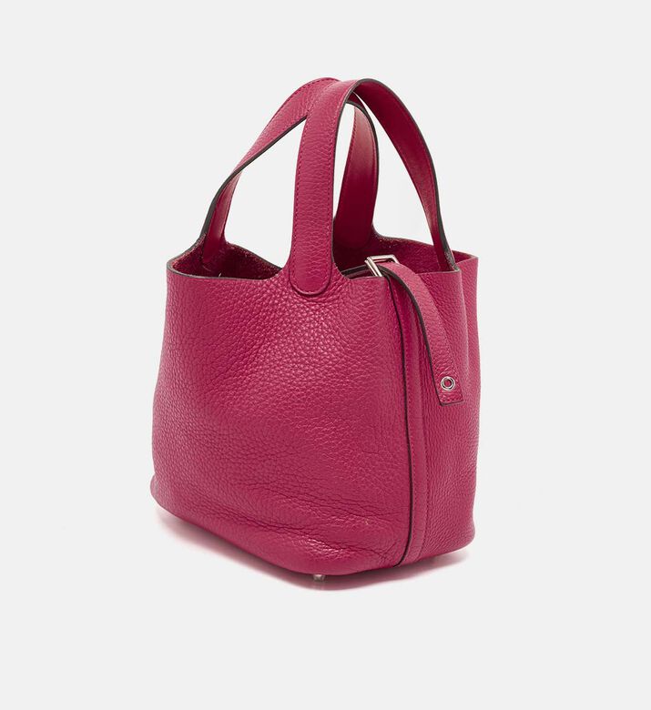 Leather Minimalist Top Handle Bucket Tote Bag Preowned