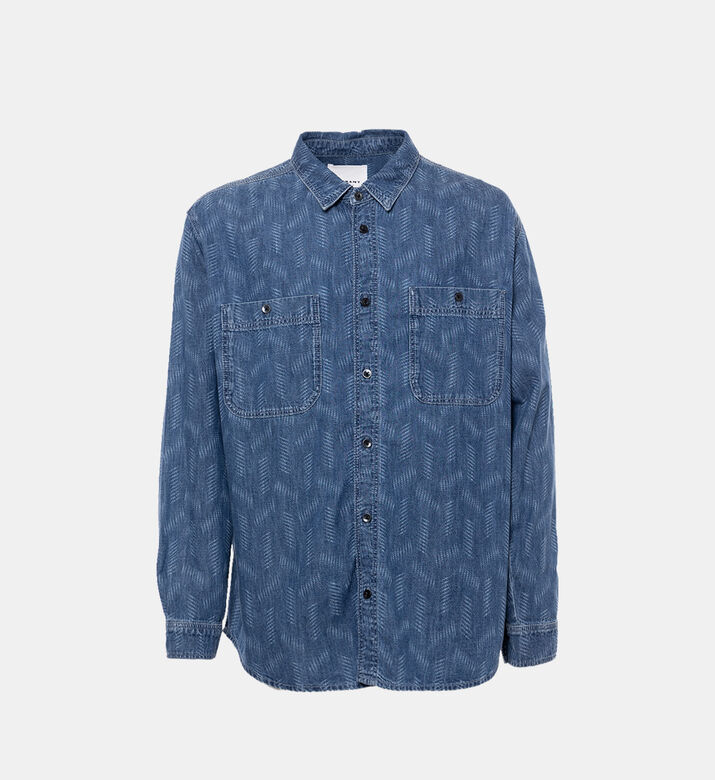 Denim All-over Geometric-print Overshirt