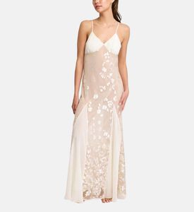 Pleated Floral Embellishment Dress