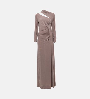 Asymmetrical-neck Flared Dress