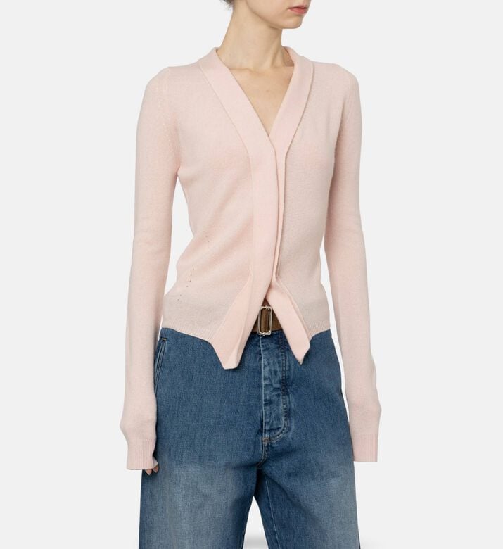 Plan C Asymmetric Open-front Knit Cardigan, Model View