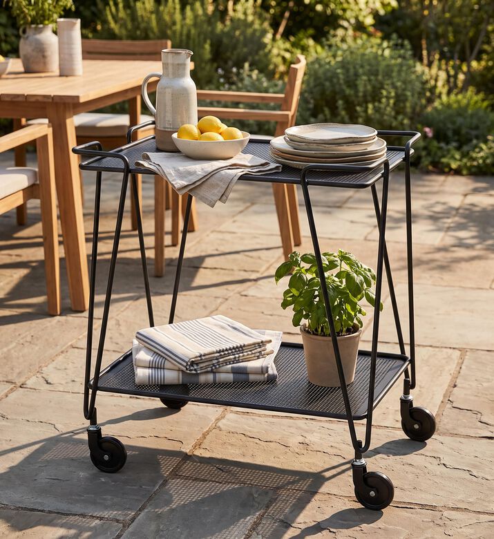 Home Deco and More Two-tier Serving Cart, Black, Packshot View