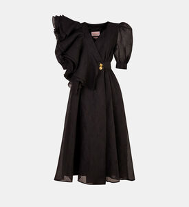 Asymmetrical Ruffle Chiffon Midi Dress