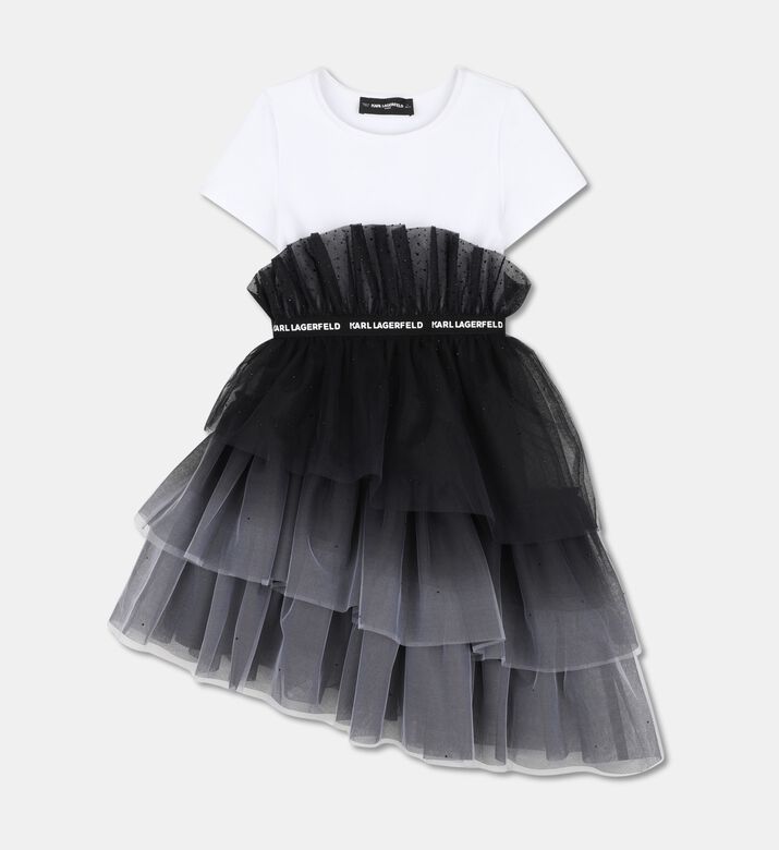 Karl Lagerfeld Ruffled Tulle Panel Short-sleeve Dress, Packshot View
