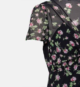 فستان متوسط الطول بطبعات أومبري من الحرير