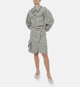 Ganni Tweed Wrap Midi Skirt, Model View