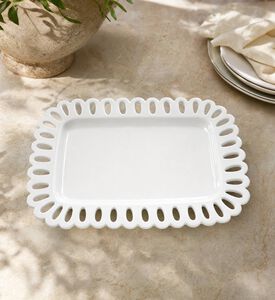 Thun Giulietta Carved Rectangular Platter, White, 31x22-cm, Model View