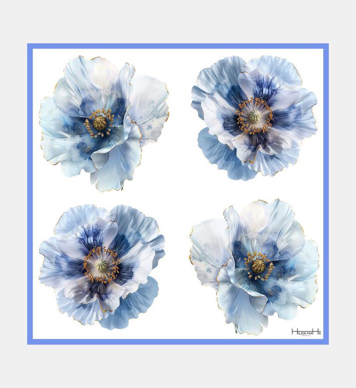 Silk 4-poppies Scarf