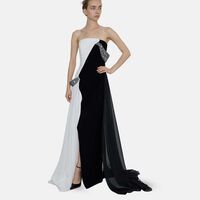 Two-tone Sleeveless Bandeau-neck Dress