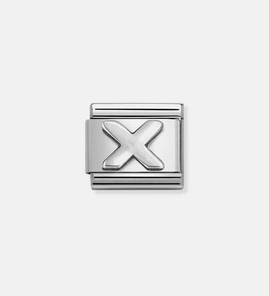 Composable Classic Link Oxidized Steel Sterling Silver Letter X