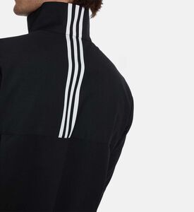 جاكيت طويل الأكمام بياقة عالية وحافة منقسمة وسحاب كامل