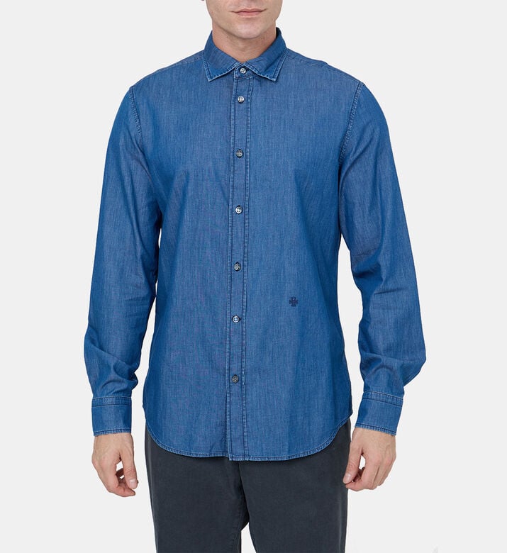 قميص قطن بقصة عادية بصف أزرار قميص قطن بقصة عادية بصف أزرار