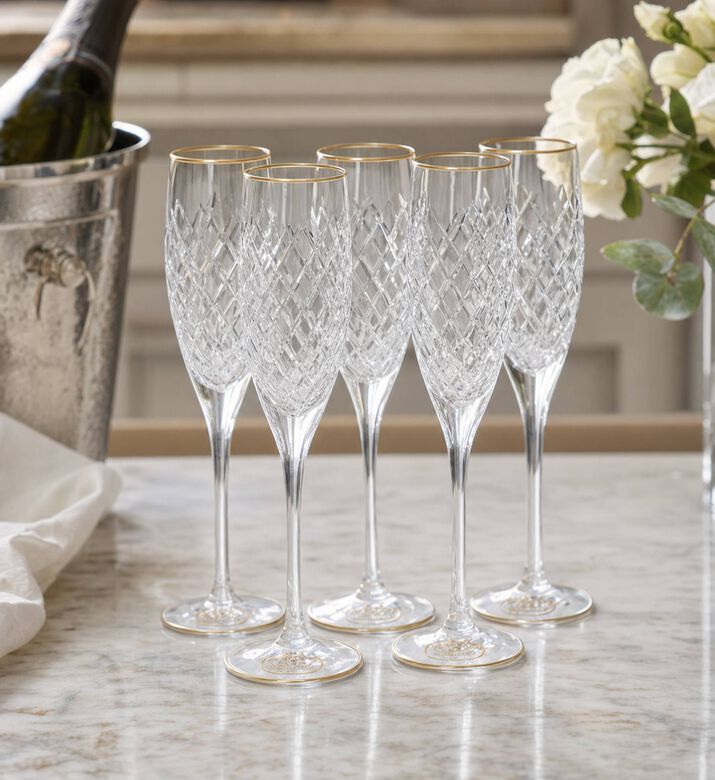 Cristal de Paris Myriam Champagne Flutes 6-piece Set, Model View