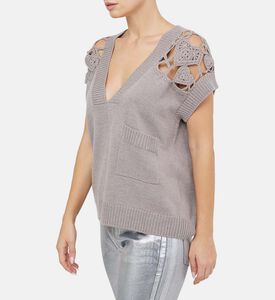 Wool Lace-shoulders V-neck Vest