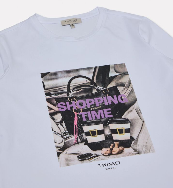 Twinset Long-sleeve Printed T-shirt, White, 14y, Packshot View