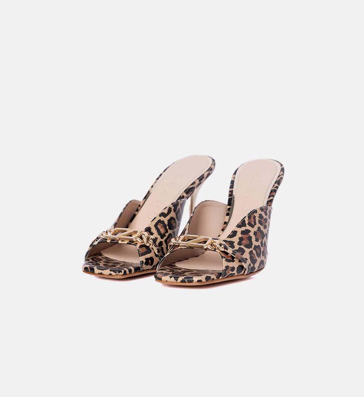 Leopard-print High Heel Mules