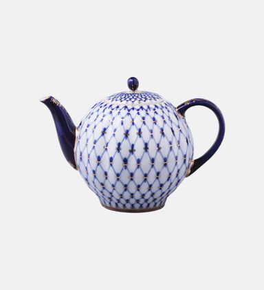 Cobalt Net Tulip Tea Pot