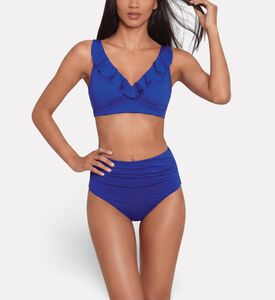 Ralph Lauren Underwired Ruffle Bikini Bra, Blue, 08, Model View