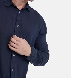 قميص كتان كلاسيكي بياقة بصف أزرار