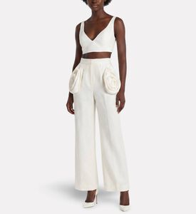 Savanna Galeries Lafayette Linen Draped Trousers, Model View