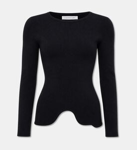 Christopher Esber Long-sleeve Curved Hem Ribbed Top, Packshot View