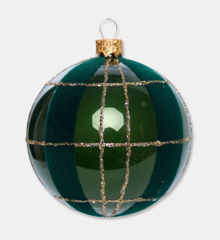 Home Deco and More Glittered Checks Christmas Ball, Green, Packshot View